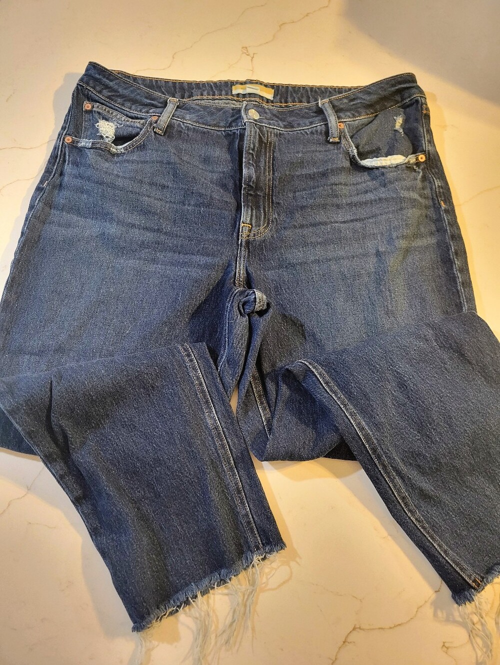 Womens Blue Distressed Jeans